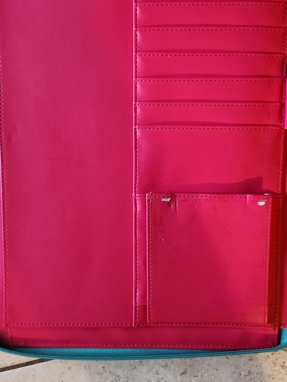 Baekgaard Teal Croc Embossed Leather Zipper Binder